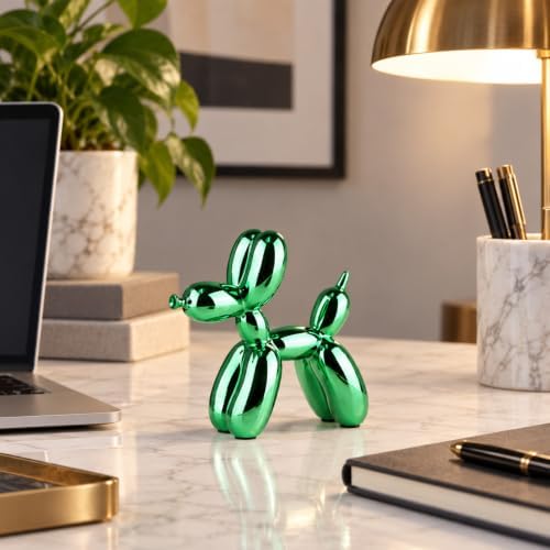 Green Balloon Dog Decor,Balloon Animal Decor,Shelf Decor Preppy Room Decor,Cute Statue Home Decor, Bedroom Modern Sculpture Desk Decor,Office Gold Decorations Small Figurines - Image 6