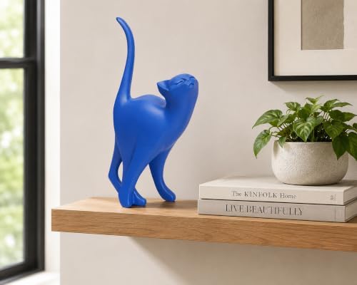 7 Inch Blue Proud Cat Statue - Image 3
