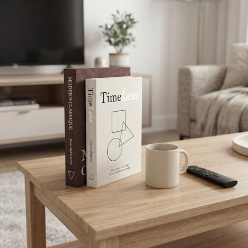 Decorative Coffee Table Books, Set of 2 Brown Faux Book Storage Boxes - Image 5