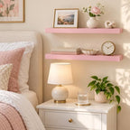 BAYKA Pink Floating Shelves 22.5in, Set of 2, Wall Mounted for Wall Decor - Image 6