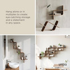 Umbra Montage Floating Wall Shelf, Wood Wall Mount Display Case, Walnut - Image 4