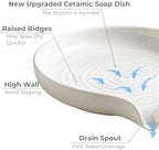 Zoeeker Self Draining Soap Dish, Ceramic Drain Soap Holder Waterfall Design - Image 3