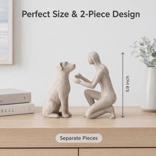 Adjustable Minimalist Dog and Human Resin Sculpture for Home Shelf Decor - Image 3