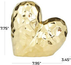 Deco 79 Porcelain Ceramic Heart Decorative Sculpture Dimensional Angled Origami Inspired Home Decor Statue, Accent Figurine 8" x 3" x 8", Gold - Image 5