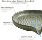 Zoeeker Soap Dish, Ceramic Soap Holder with Waterfall Design for Shower - Image 3