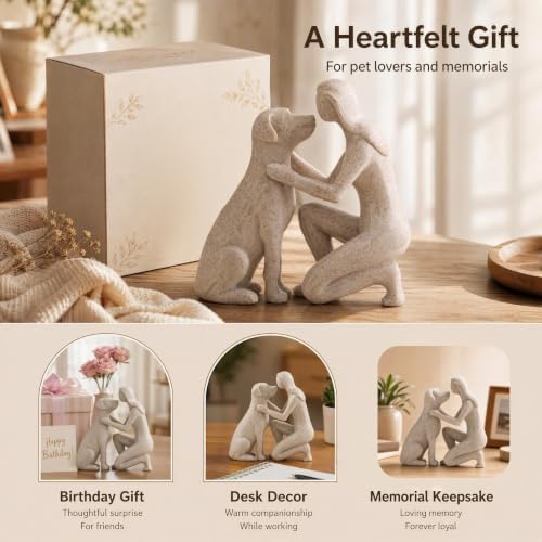 Adjustable Minimalist Dog and Human Resin Sculpture for Home Shelf Decor - Image 6