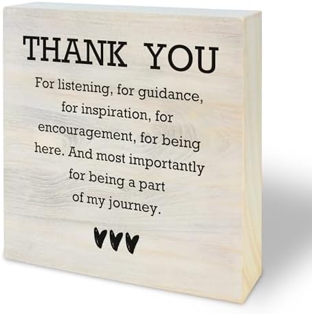 Thank You Wooden Sign, And Most Importantly For Being A Part Of My Journey, Desk Table Decoration, Gifts For Colleagues, Bosses And Friends, Women Office Home Decor And Accessories(5x5 In)-A24 by YIJIAQIN