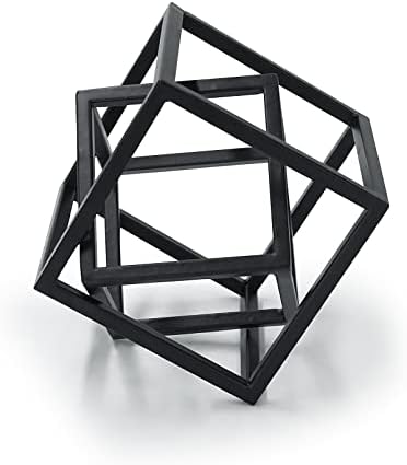 DreamsEden Small Geometric Sculpture, Metal Cube Decorative Ornaments Modern Home Decor Accent by DreamsEden
