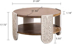 Carved Wooden Retro End Table, Double-Layer Storage Side Table - Image 2