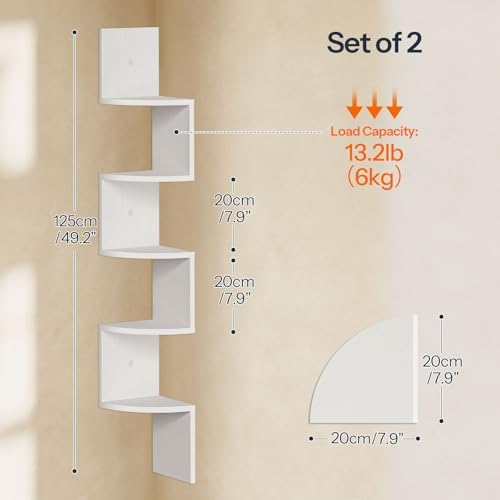 HOOBRO Corner Shelf Wall-Mounted, Set of 2 Floating Corner Shelves for Wall - Image 2