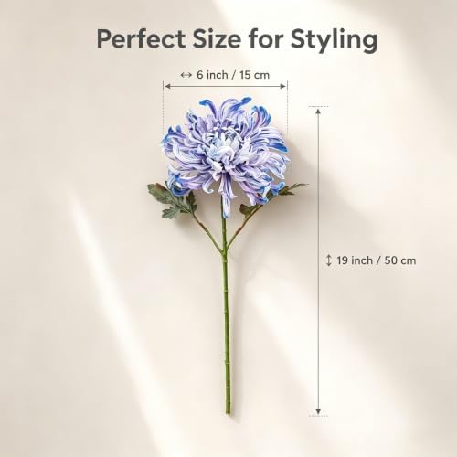 Artificial Chrysanthemum Silk Flowers, 6 Large Bloom Stems 19 Inch - Image 2