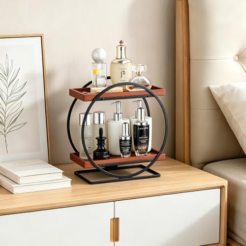 2-Tier Bathroom Counter Organizer, Wooden Perfume Organizer Dresser - Image 5