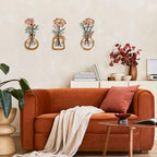 ARTINME 3 Pieces Metal Flowers Wall Arts - Rustic Farmhouse Decor Minimalist Flower Wall Decors for Living Room Bathroom Kitchen Bedroom Dining Room - Housewarming Gifts (Orange) - Image 4