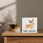 Pomeranian Merry Christmas Wooden Box Sign Desk Decor, Pomeranian Gifts, Holiday Christmas Dog Wood Block Sign for Home Bedroom Office Desk Table Shelf Wall Decorations, 5x5 Inch - Image 4