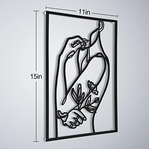 AGIOTA 3 Pcs Wall Decor Above Bed Minimalist Wall Art for Living Room Metal Line Art - Female Body, Black Room Decor for Bedroom Modern Wall Art for Indoor 15inch - Image 4