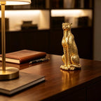 Cheetah Statue Sculptures Home Decor , 11"Gold Leopard Antique Classical Figurine Sitting Sculpture Standing,Office,living room,dining room,display rack,coffee table or entrance tabletop decoration - Image 2
