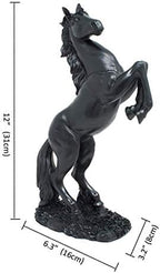Lependor Standing Horse Resin Statue, Fighting Horse Sculpture for Home Decor Art Figurine Decorative Animal Ornament - Black - Image 6