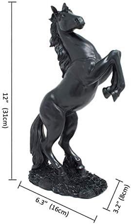 Lependor Standing Horse Resin Statue, Fighting Horse Sculpture for Home Decor Art Figurine Decorative Animal Ornament - Black - Image 6