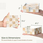 CHI AN HOME 4" Capiz Shell Mosaic Square Coasters Set 6 with Holder, Ivory - Image 3