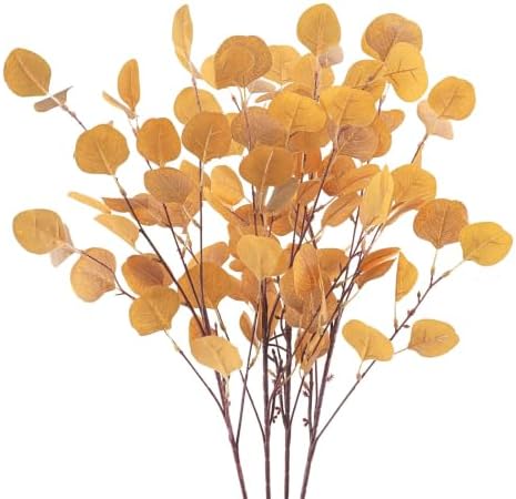 8Pcs Fall Artificial Stems, Realistic Eucalyptus Leaves for Vase by Tepaler