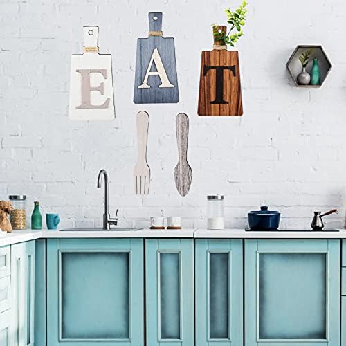 Jetec Cutting Board Eat Sign Set Wall Decor, Gray, White, Brown - Image 4
