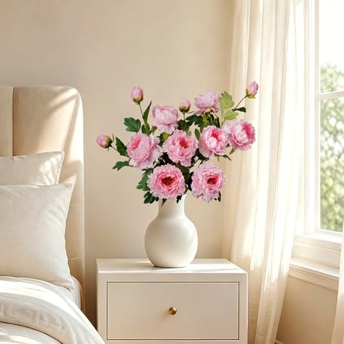Silk Peonies Faux Flowers 4PCS, Pink, 31.5'' Long Stem - Image 6
