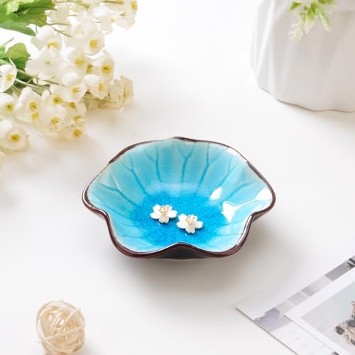 Ice Cracking Leaf Jewelry Dish, Decorative Ring Holder Small Trinket Tray Bowl, Gifts for Daughter Mom Friends, Lake Blue. - Image 2