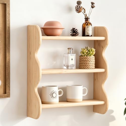 100% Solid Wooden Shelves for Room Wall, Farmhouse Wall Shelves by HuiDao