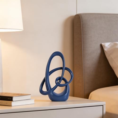 Blue Knot Decor Sculpture,7.1" Modern Abstract Sculptures Home Decor, Resin Statue Tabletop Accent for Coffee Table, Console Table, Shelf, Mantel, Dining Table Centerpiece, Wedding - Image 7