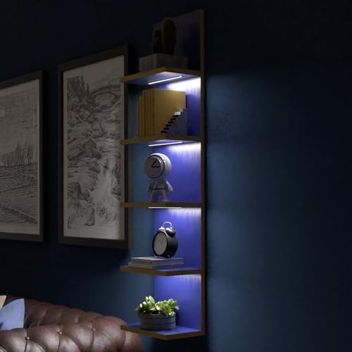Homaterial 5 Tier Wall Shelf Unit with Light, Blue by Homaterial