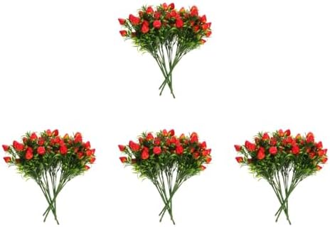 Cabilock 20pcs Artificial Strawberry Stems - Faux Strawberry Bunch, Rustic Fake Fruit Branches for Home Decor Party Centerpieces Photography Props by cabilock