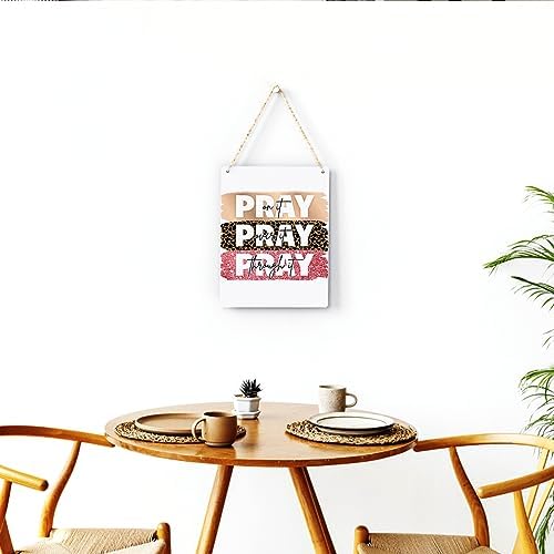 Inspirational Decor Pray On It Bible Verse Wall Art Christian Gifts for Women Scripture Wooden Hanging Sign for Modern Home Office Kids Room Bathroom Bedroom Wall Art Decoration 8 x 10 Inches - Image 4