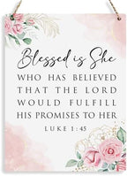 Inspirational Bible Verse Wall Art Decor Pink Luke 1:45 Christian Gifts for Women Scripture Wooden Hanging Sign for Modern Home Office Kids Room Bathroom Bedroom Wall Art Decoration 8 x 10 Inches by BELLOWDEER