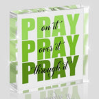Green Room Decor, Inspirational Christian Gifts for Women, Green Dorm Bathroom Room Decoration, Office Decor for Women, Acrylic Office Desk Accessories Decoration Wall Art Sign - Pray through it by Unknown