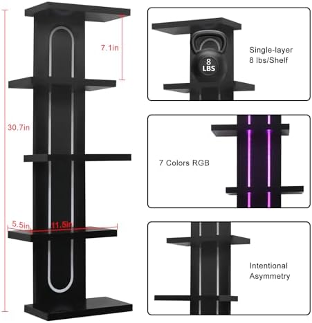 Homaterial RGB 5-Tier Floating Shelves for Wall - Image 3