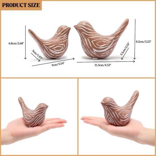 Small Ceramic Birds Statues for Home Decor, Boho Style, Terracotta, 2PCS - Image 3