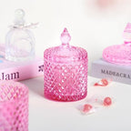 Sizikato Pink Diamond Faceted Glass Candy Jar with Lid, 18oz Decorative Jar, Nut Jar, Dried Fruit Storage Jar - Image 5