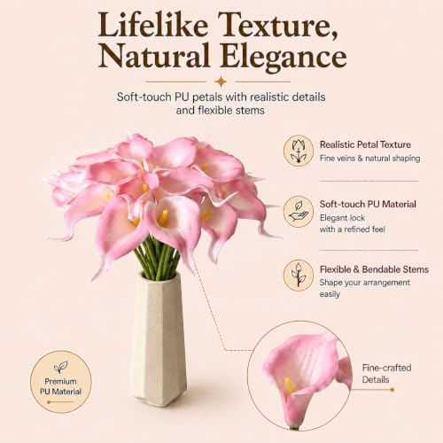 Mandy's 20pcs Pink Calla Lily Artificial Flowers - Image 2
