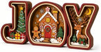 Gingerbread Christmas Decorations, 3D Wooden JOY Sign with Christmas Tree and Reindeer, Vintage Merry Christmas Tiered Tray Decor for Office Desk Party Kitchen, Tabletop, Shelf and Farmhouse Mantel (Gingerbread Christmas Decorations) by VQRZG