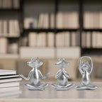 Suoedd Silver Frog Yoga Figurines 3 Pcs,Modern Decor for Shelf,Desk,Office - Image 7