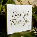 Christian Wooden Box Sign5x5 Inch - "Dear God, THANK YOU" Rustic Christian Home Decor, Farmhouse Style Shelf Desk Table Decoration for Bathroom Living Room - Image 6