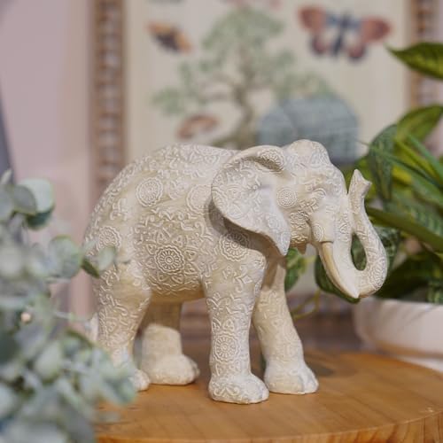 Guichifun Elephant Statue Decor, Cream, 7.25 x 3.25 x 5.75 Inch - Image 5