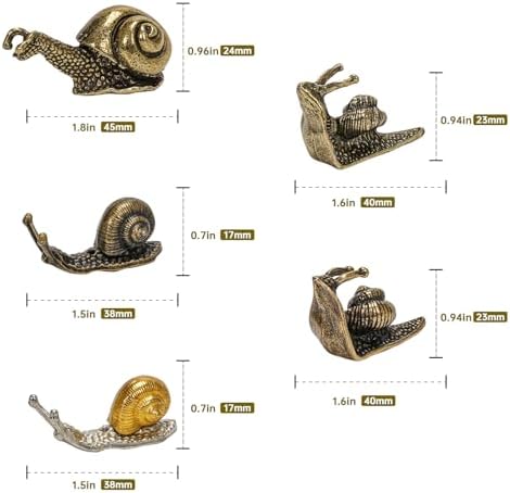 5Pcs Brass & Alloy Snail Statue mini Ornaments Retro、Antique Whimsical Cottagecore Decor, Brass Decor for Living Room、Desk and Bookshelf Figurines, Outdoor Garden Landscaping - Image 3