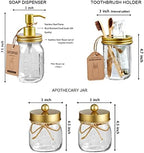 SheeChung Mason Jar Bathroom Accessories Set, 6Pcs Rustic Bathroom Set,Gold - Image 5
