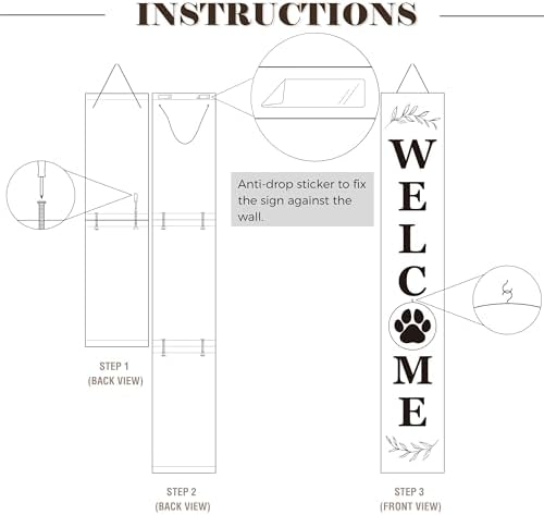 Perfnique Interchangeable Welcome sign for front porch standing, 47 x 7.9 Inch Black Wooden Leaner Sign with 10 Interchangeable Designed Icons, Morden Farmhouse Rustic Seasonal Decor for Spring - Image 6