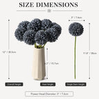 Mandy's 12pcs Artificial Dark Grey Ball Chrysanthemum Flowers - Image 3