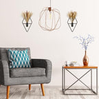 Peryiter 2 Pcs Boho Pampas Wall Art Decor Hanging Metal Wall Art, Black - Image 4
