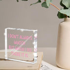 Fun Pink Decoration, 4x4 inches Acrylic Desktop Ornament, Suitable for Birthday and Christmas Gifts for Colleagues, Friends and Family, Funny Office Sayings and Slogans - Image 4
