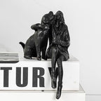 Cast Iron Sitting Woman and Dog Statue, Love Figurine, Gifts for Dog Lovers, Memorial Gifts for Women and Girls, Black - Image 2