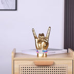 QIANLING 7.7" Gold Resin Rock On Hand Gesture Statue - Rock Culture Music Lovers' Decorative Tabletop Sculpture for Bookshelf, Desk & Mantel Decor in Home or Office, Modern Symbolic Figurine - Image 4